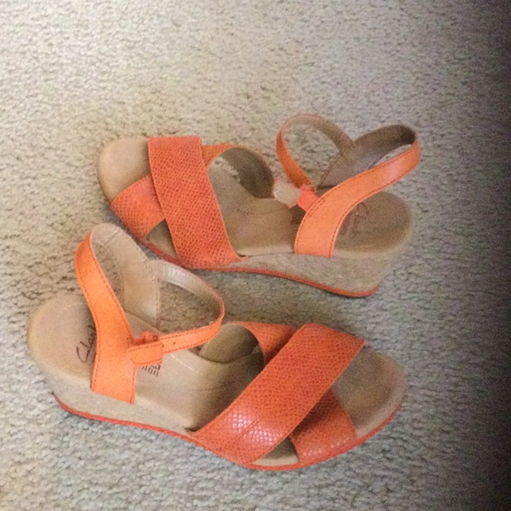 Clarks Women's Vibrant Orange Wedges - Picture 2 of 5